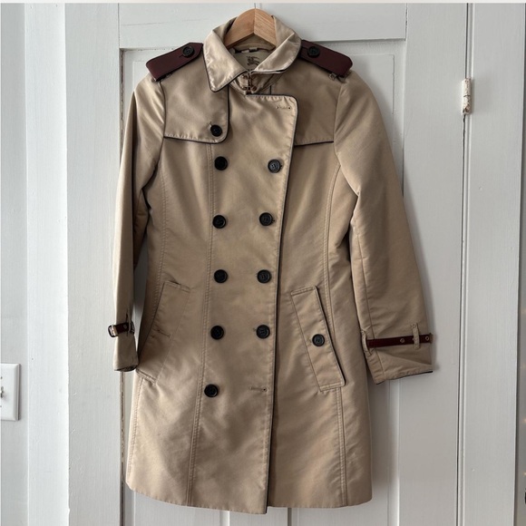 Burberry Brit Khaki Plaid Double-Breasted Trench Coat - Picture 3 of 8